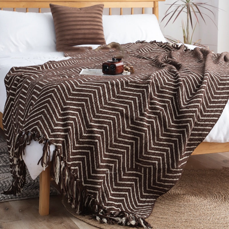 Chenille Knitted Casual Throw Blanket