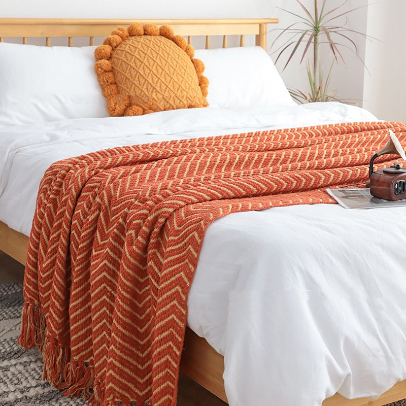 Chenille Knitted Casual Throw Blanket